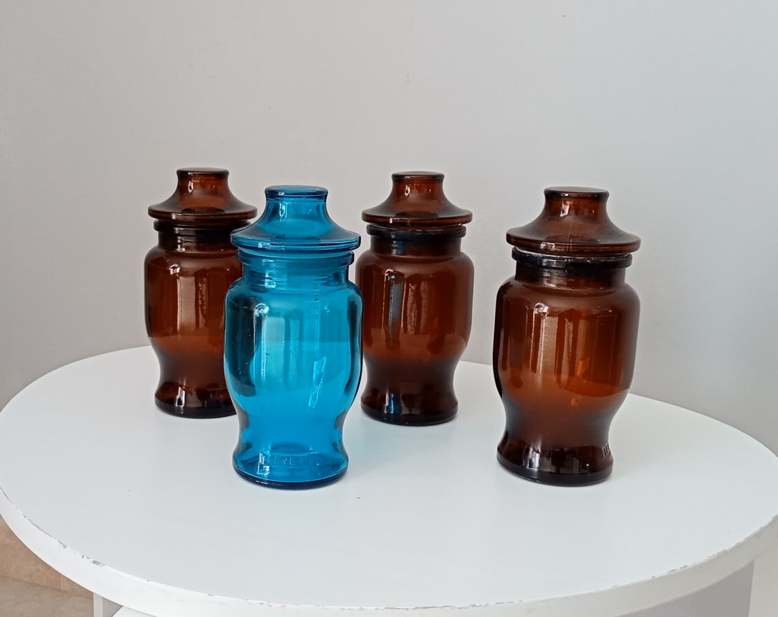 Set of 4 vintage jars 70s