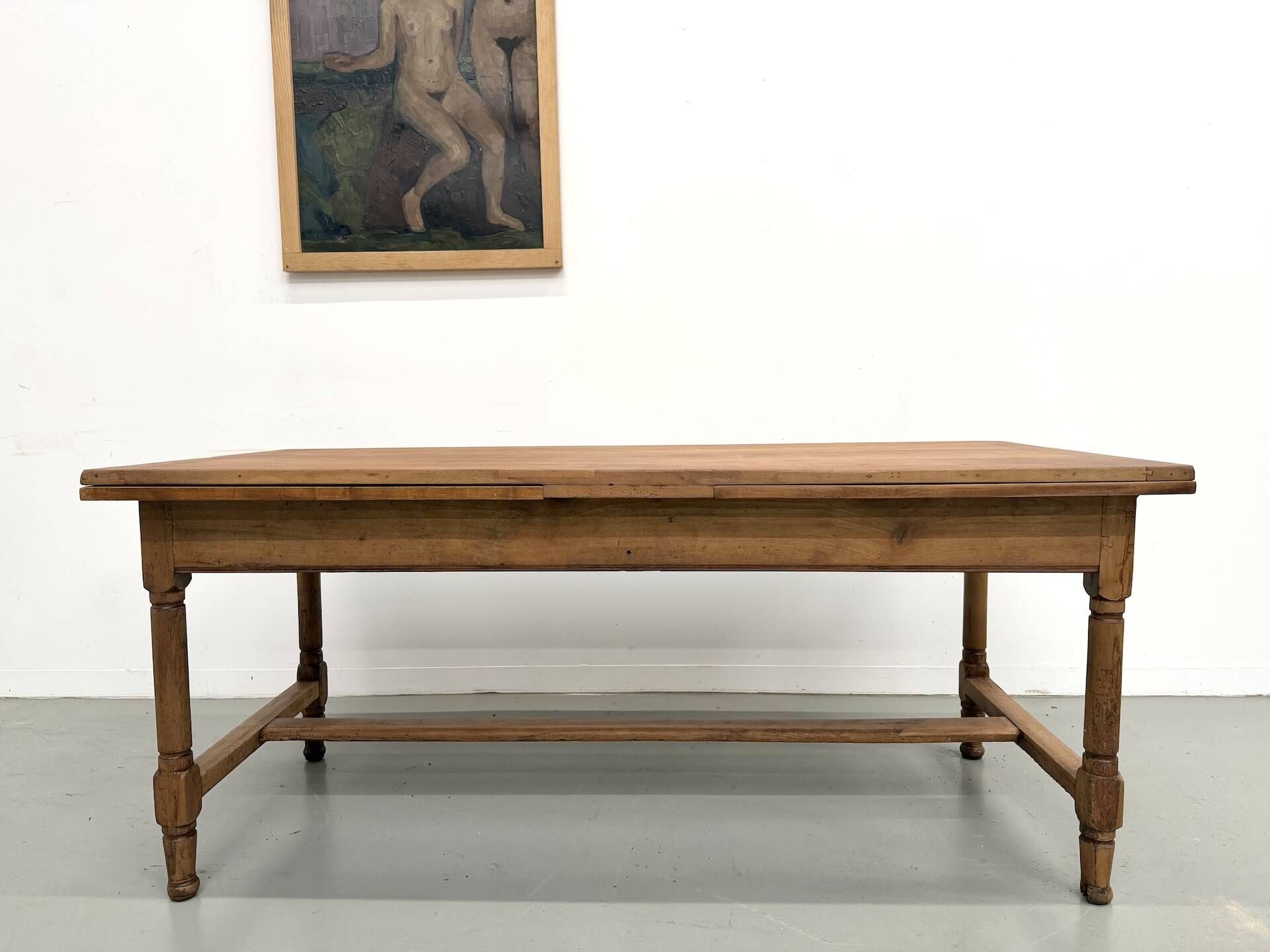 Large extendable farmhouse table in solid cherry wood - 1900s