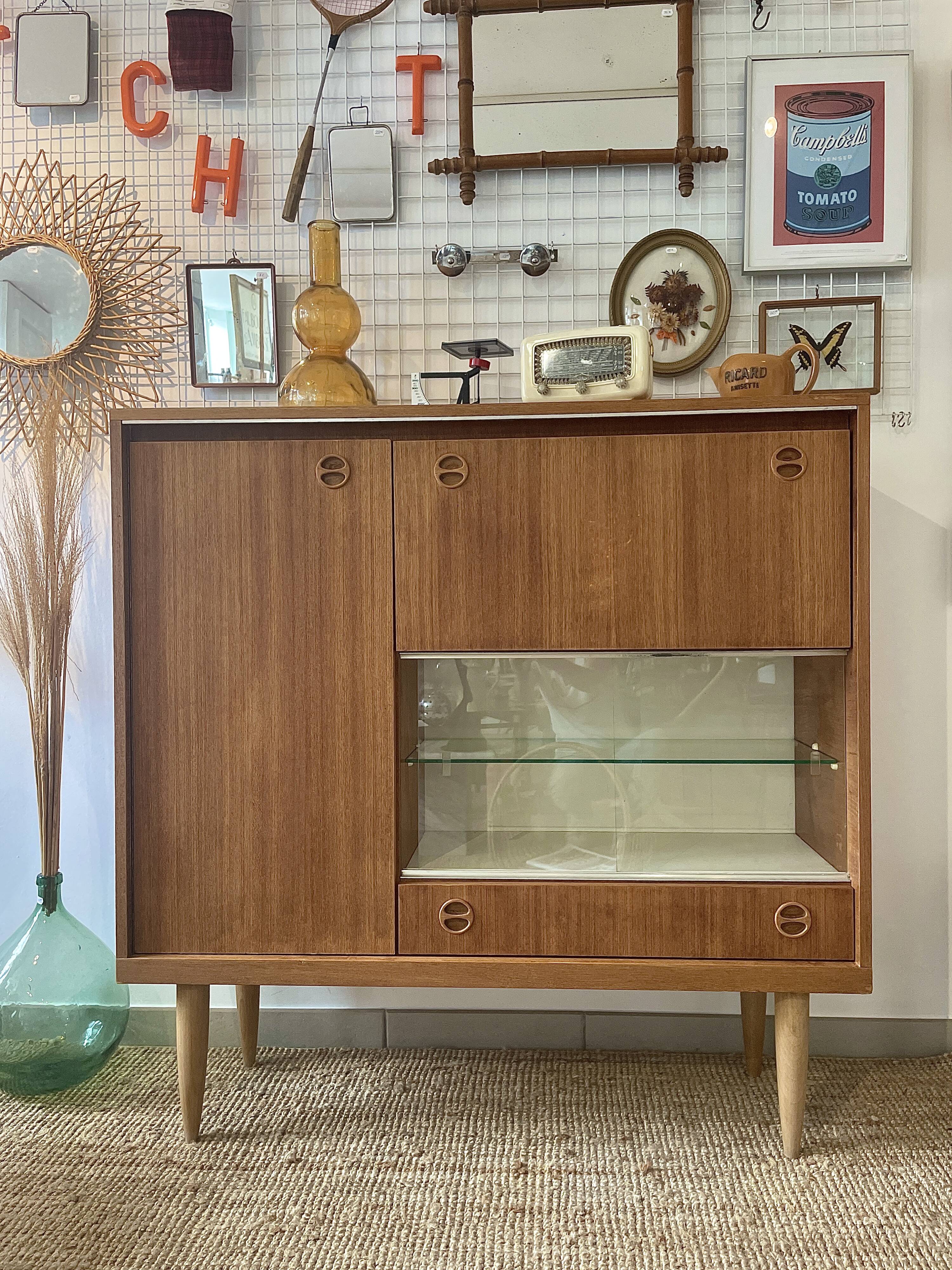 Vintage teak high sideboard