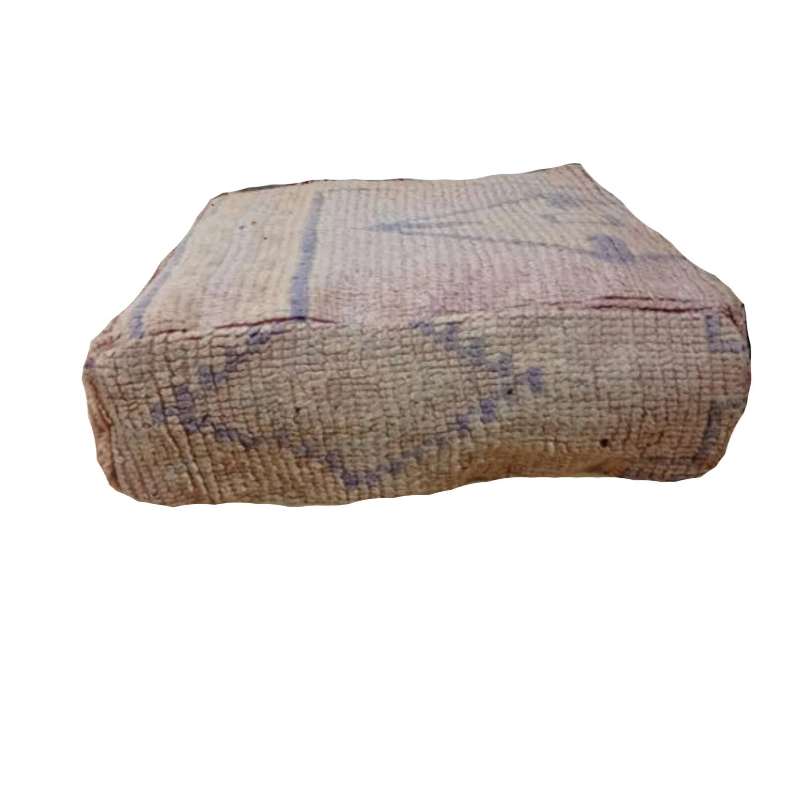 Handmade Berber pouf in wool 60 X 60 X 20 CM