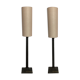 Pair vintage brutalist iron hammered floor or large table lamps, Germany.