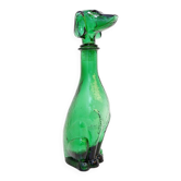 Carafe mid-century verte en verre Empoli teckel - Italie années 1960