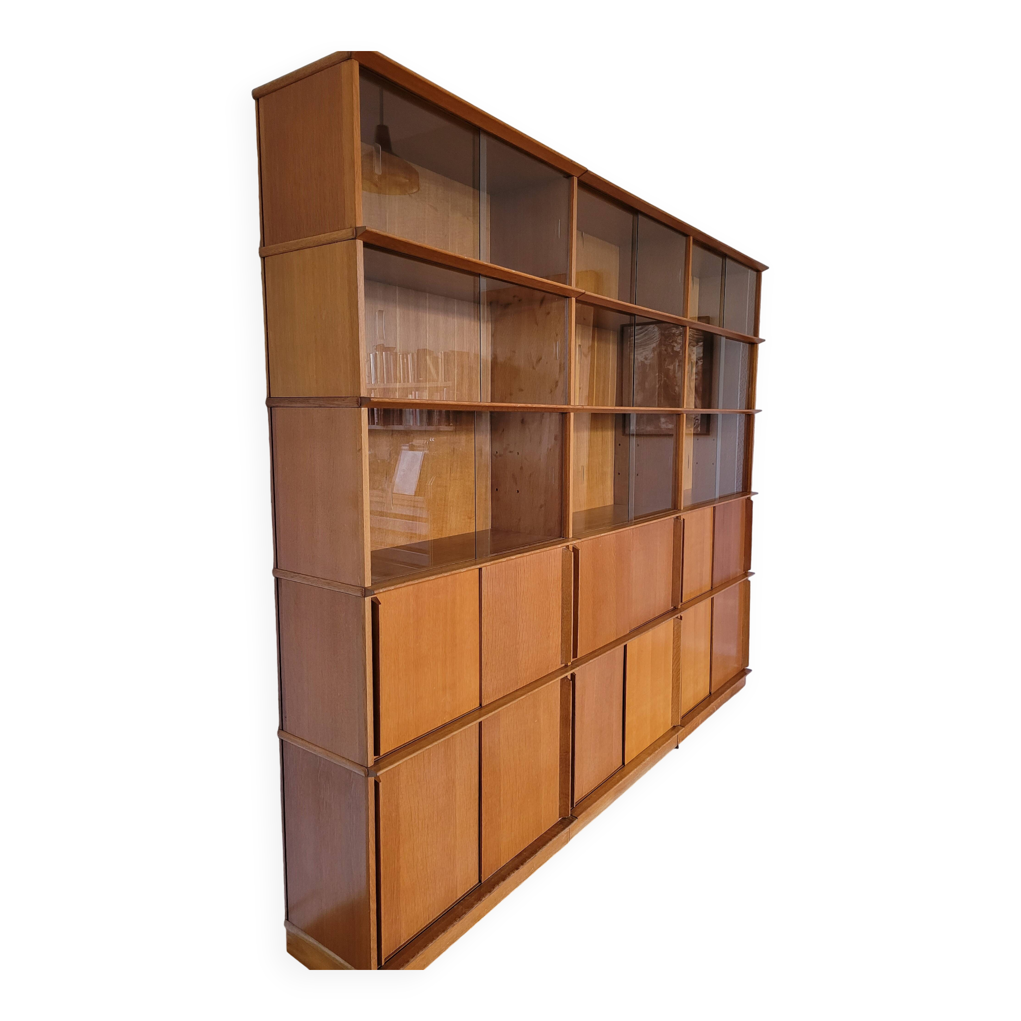 Oak bookcase by Didier Rozaffy for Les Meubles Oscar, 1960