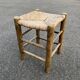 Vintage stool, wood and straw, 1950