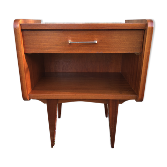 Vintage bedsideboi, compass feet, 60s/70s