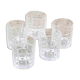 5 whisky glasses, Cristal Bayel stamps, transparent crystal with patterns