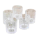 5 whisky glasses, Cristal Bayel stamps, transparent crystal with patterns
