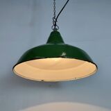 Industrial British Green Enamel Factory Pendant Lamp, 1960s