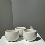 Trio of white ceramic cups D9cm
