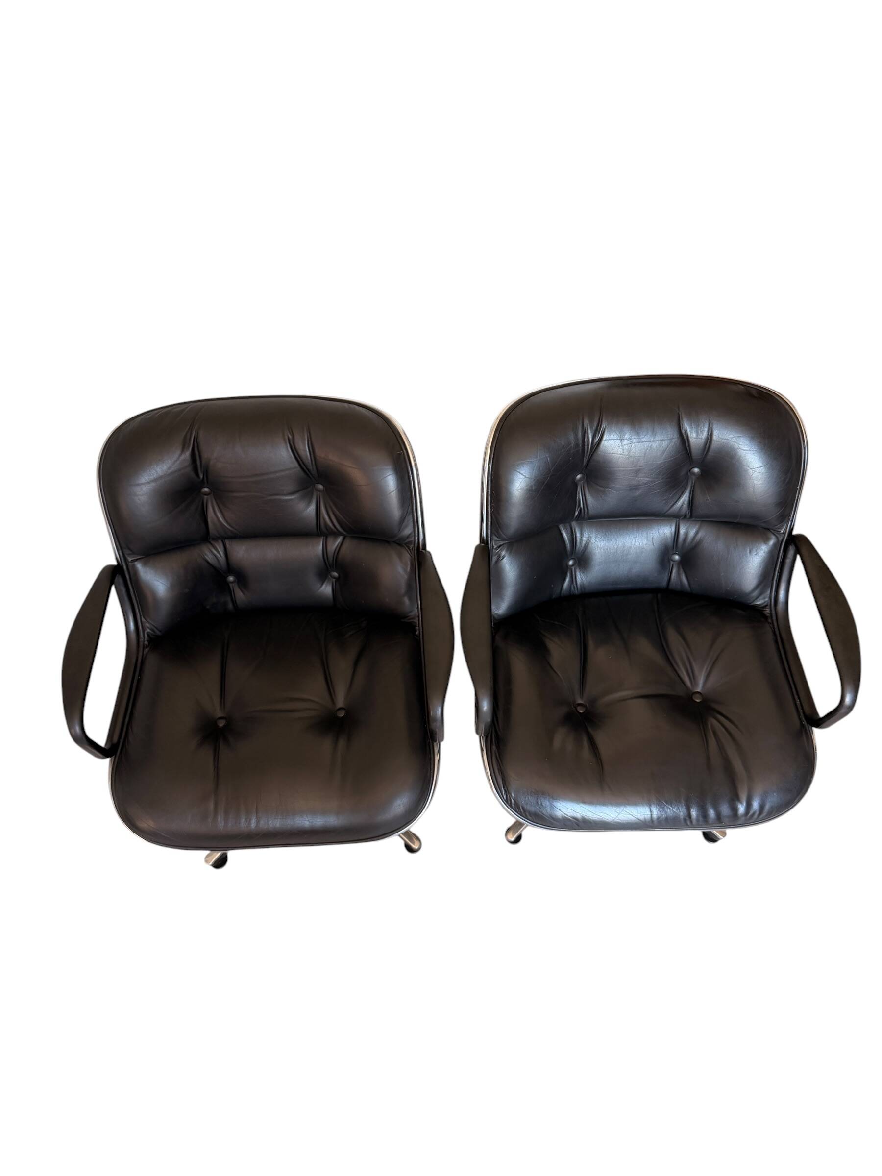 Paire de Fauteuils "Executive" Pollock pour Knoll - Cuir Noir