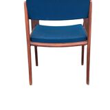 Fauteuil Thonet original des années 1960 en tissu bleu et noyer