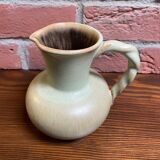 Carstens Tönnieshof Jug Model 422 with Twisted Handle, Tea Green and Brown West German Art Pottery