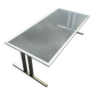 table basse en acier brossé 1970