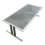 table basse en acier brossé 1970