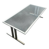 table basse en acier brossé 1970