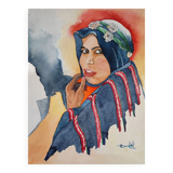 Watercolor painting Berber woman signed