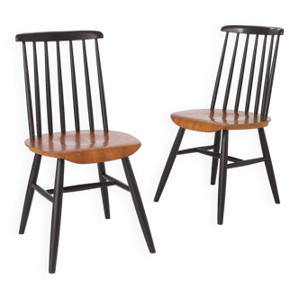 2 chaises vintage à dossier fuseau 1960-1970 - Suède