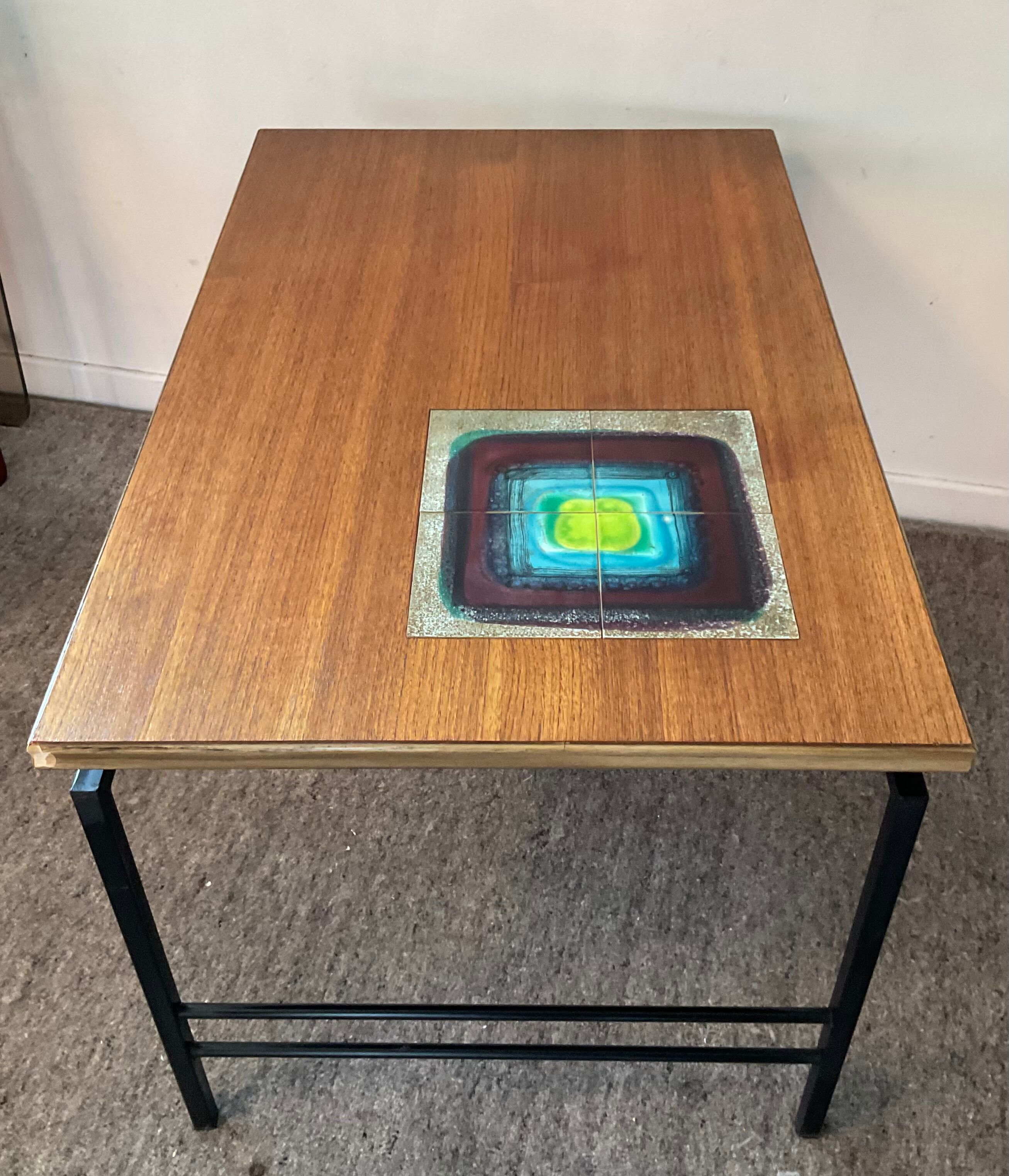 Vintage coffee table in wood and metal years 60/70