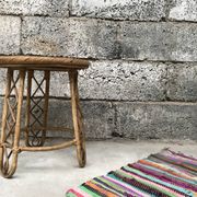 Bamboo stool 50s Decoration natural wood rattan wicker Vintage Plant Door