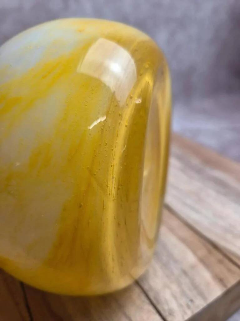Large yellow and white blown glass pitcher from Italy – 1960s/70s