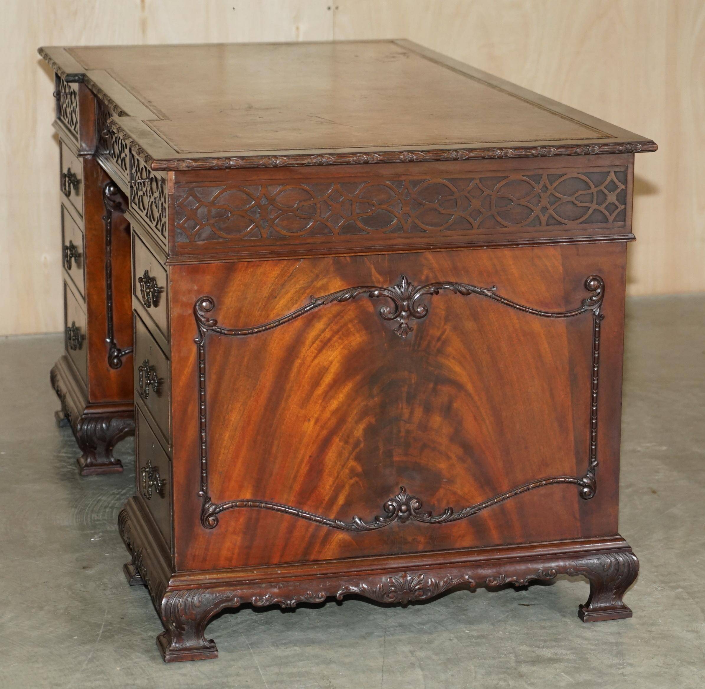 Thomas Chippendale Revival desk with a leather top