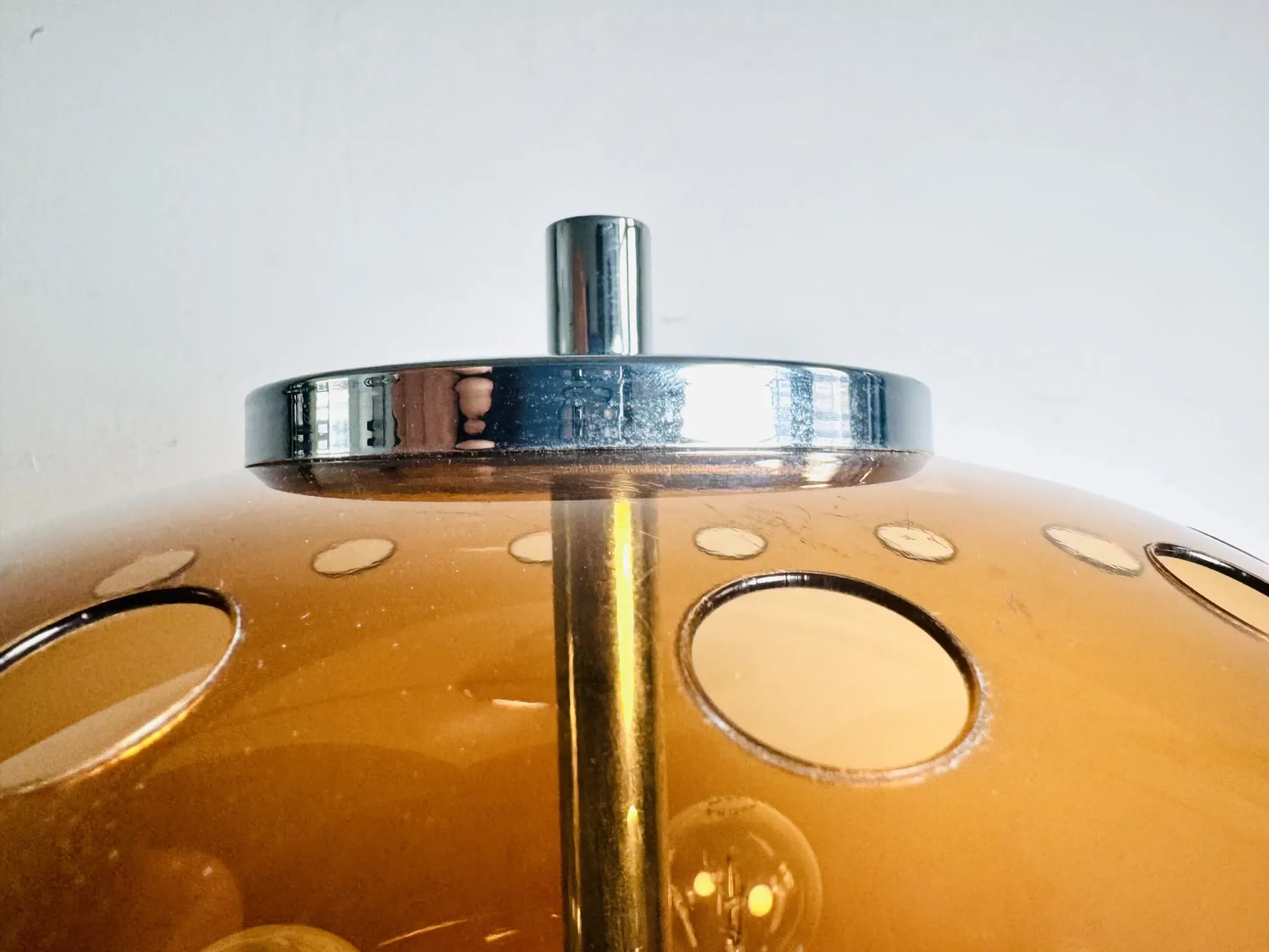 Mid-Century Chromed Mushroom Table Lamp With Acrylic Shade, Europe 1970S