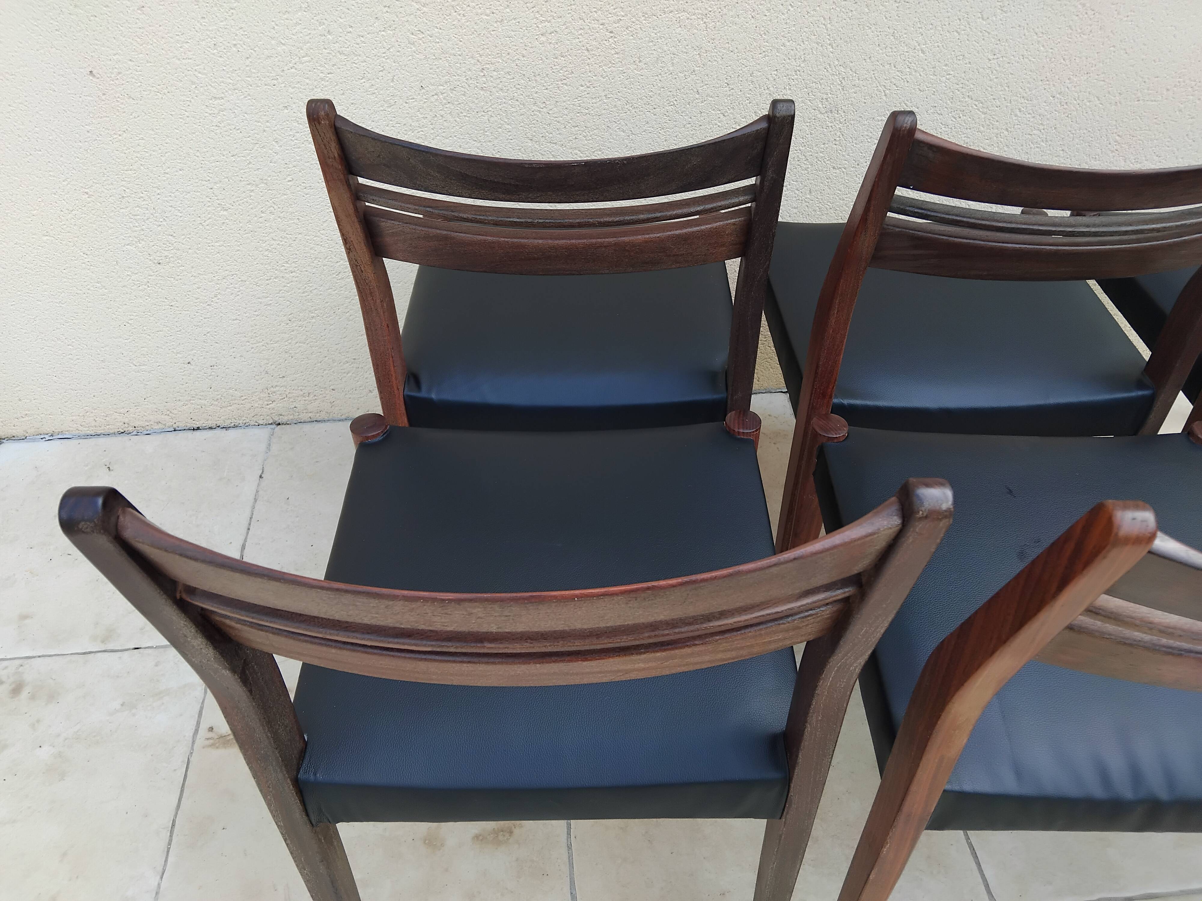 6 vintage teak chairs from the 1960s, Scandinavian Danish.