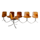 Set of Six Vintage Poul Kjaerholm PK-9 Dining Chairs Brown Leather, 1960s