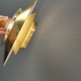 Gold lacquered aluminum hanging lamp from Danish JEKA (closed in the early 90s) model Opus 8037-H
