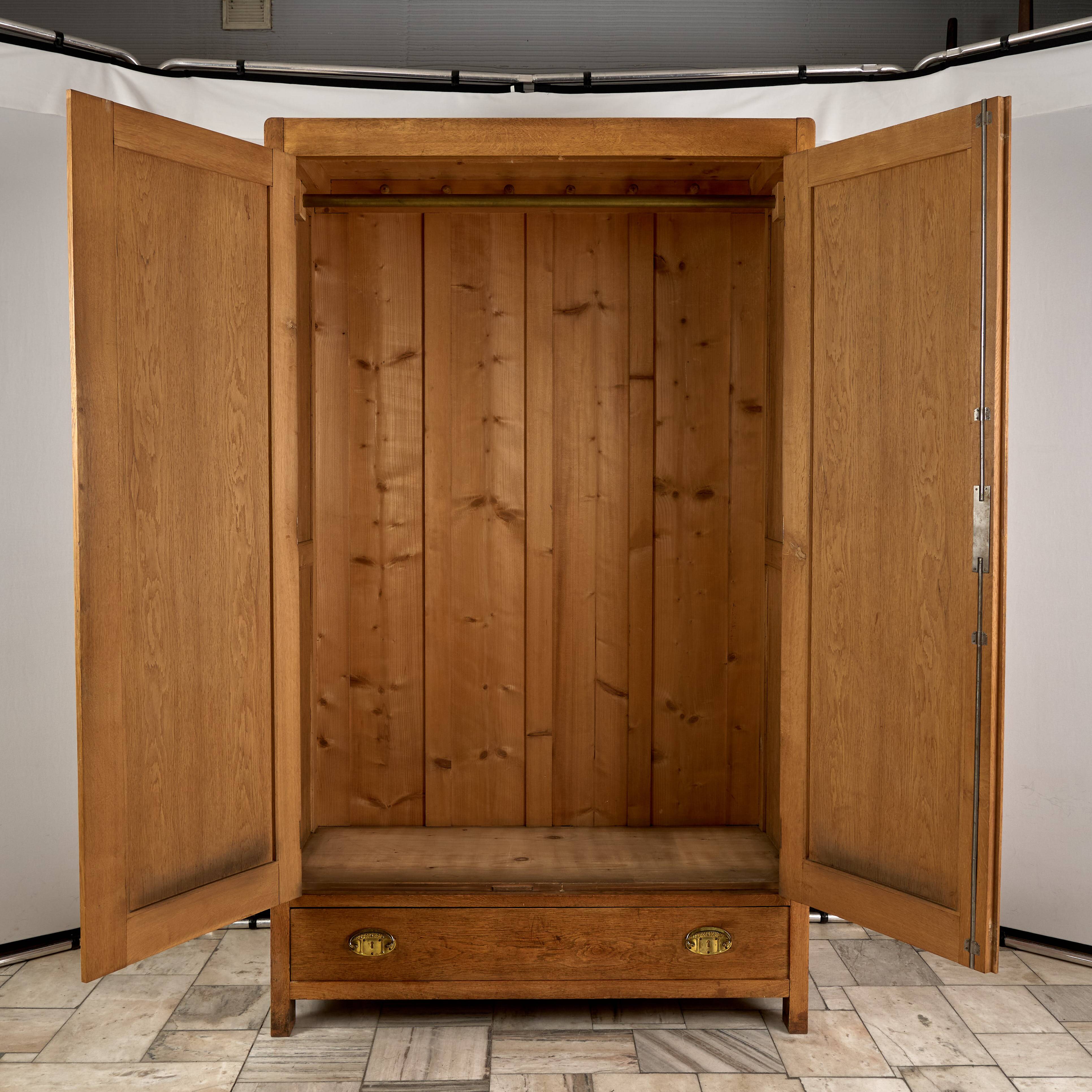 Vintage Wooden Wardrobe, 1930s, Czechoslovakia