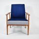 Original renovated vintage armchair 1960s, houndstooth, velvet