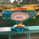 Vintage porcelain rose planter vase