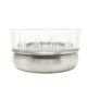 Mid-century modern sugar bowl, glass, silver-plated brass, Poland, 1960s