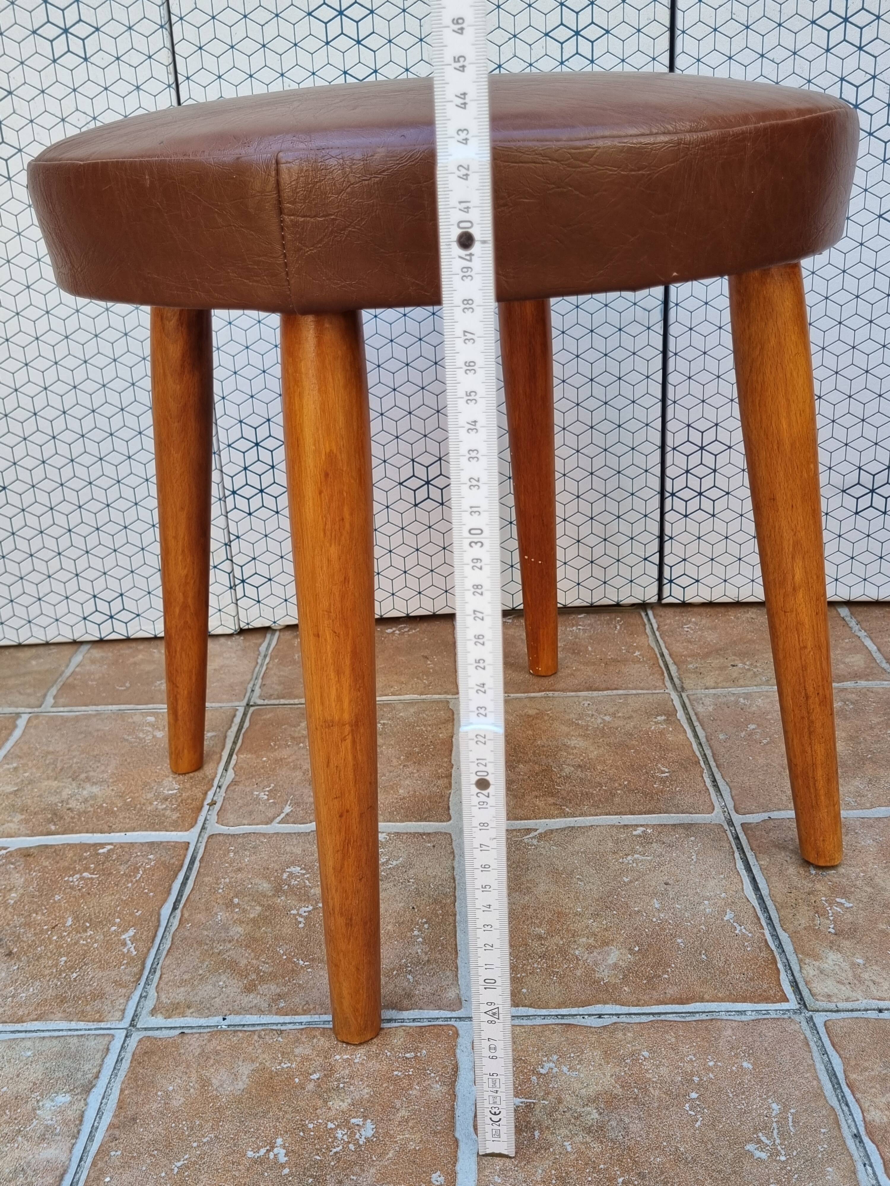 Vintage intra hamburg stool in skai, spring seat, 43 cm, 1950s