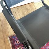 Pair of Cantilever armchairs in leather and black tubular - 1970s