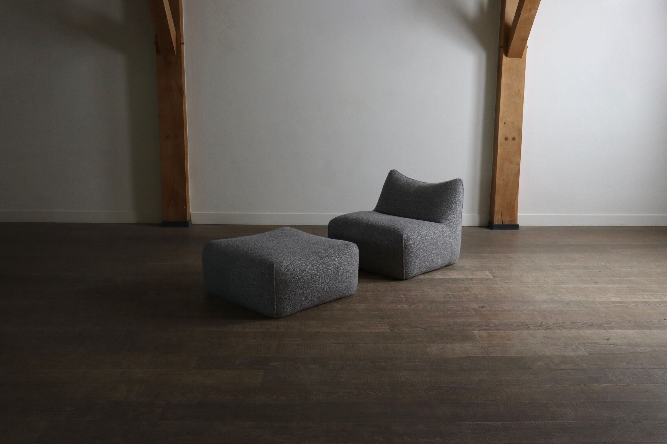 Chauffeuse et ottoman Bambole en tissu bouclé par Mario Bellini pour B&B Italia, années 1970