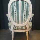 Medallion armchair Style Louis XVI patinated