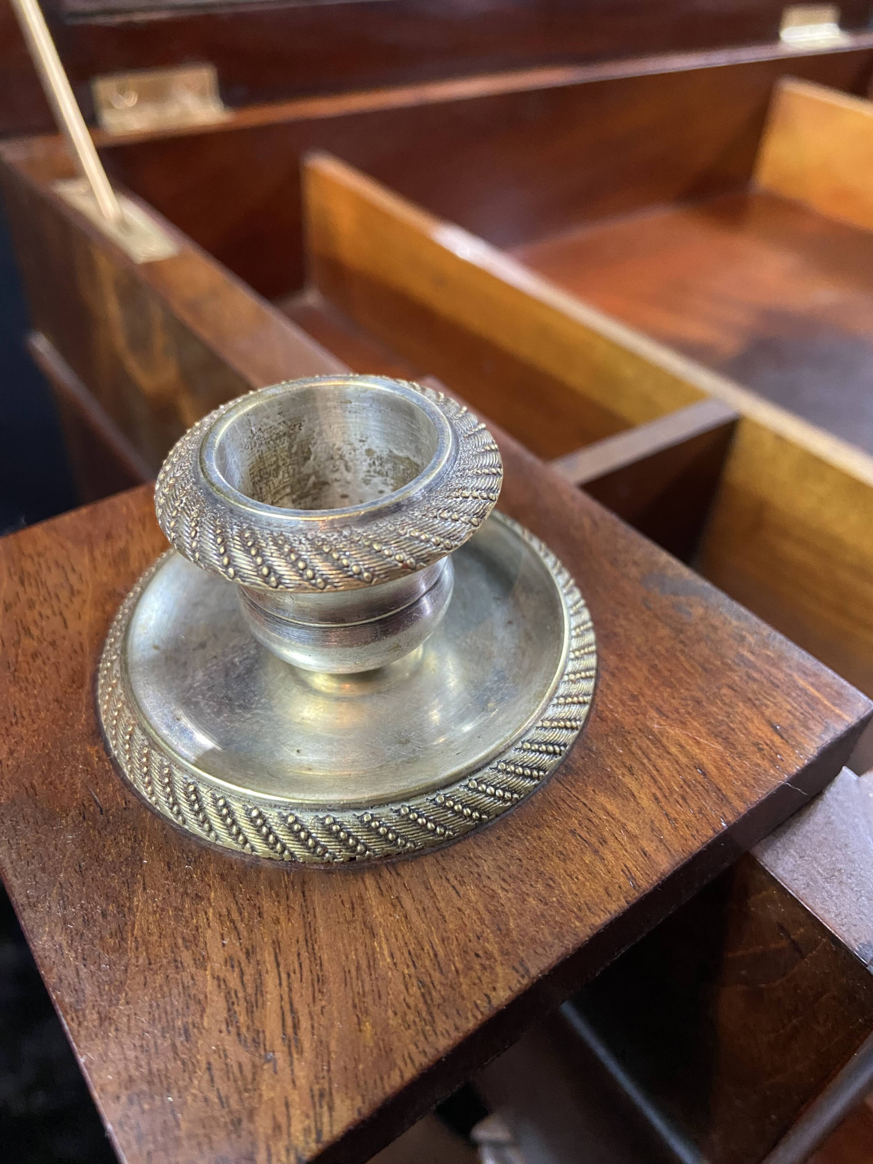 Louis-Philippe period mahogany writing desk with candlestick, 19th century
