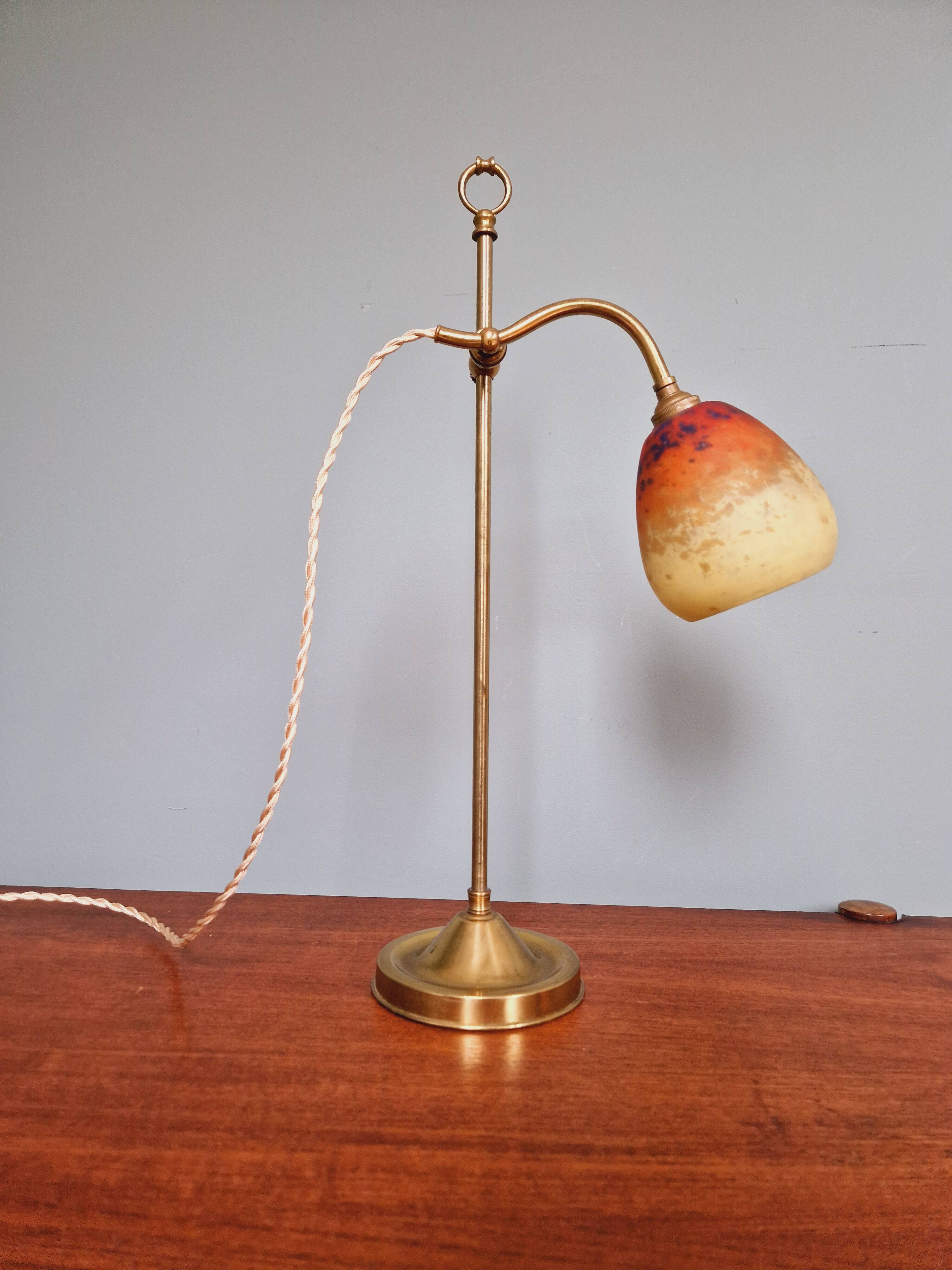 Art Deco desk lamp, glass signed Schneider, 1920s