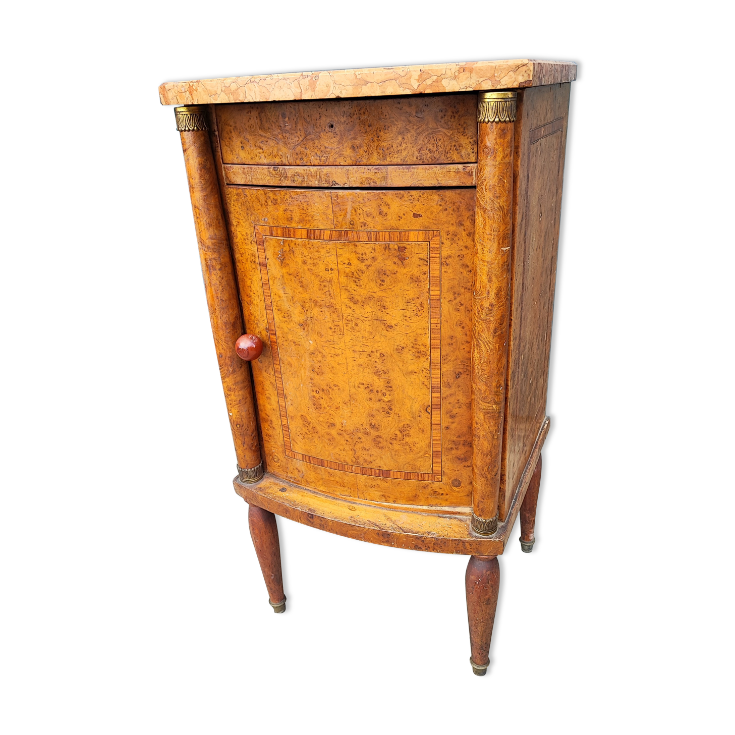 Empire style bedside table marble top