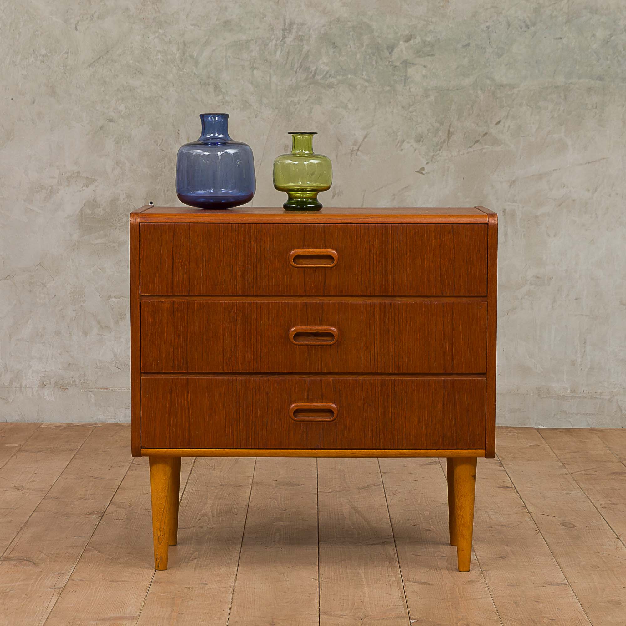 Danish curved dresser with 3 drawers, Denmark, 70