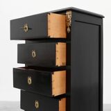 20th Century Louis XV-Style Black Lacquered Chest of Drawers with brass Mou