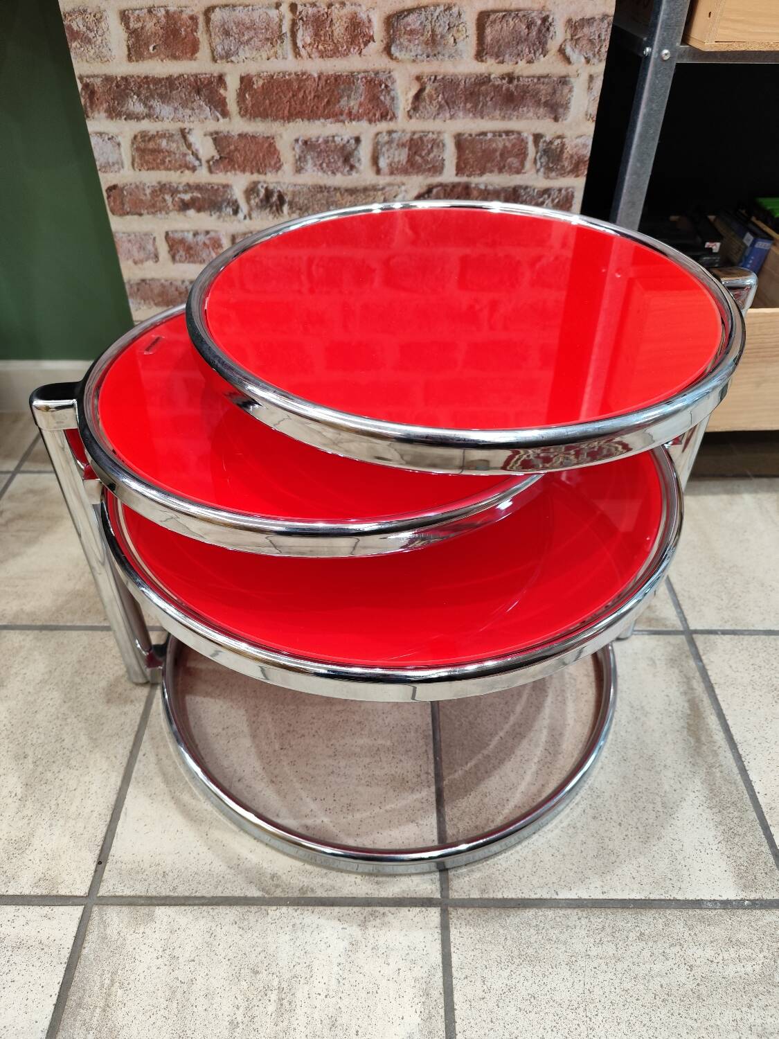 Red tempered glass coffee table