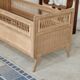 Children's bed in wood and sandblasted rattan from the 1960s.
