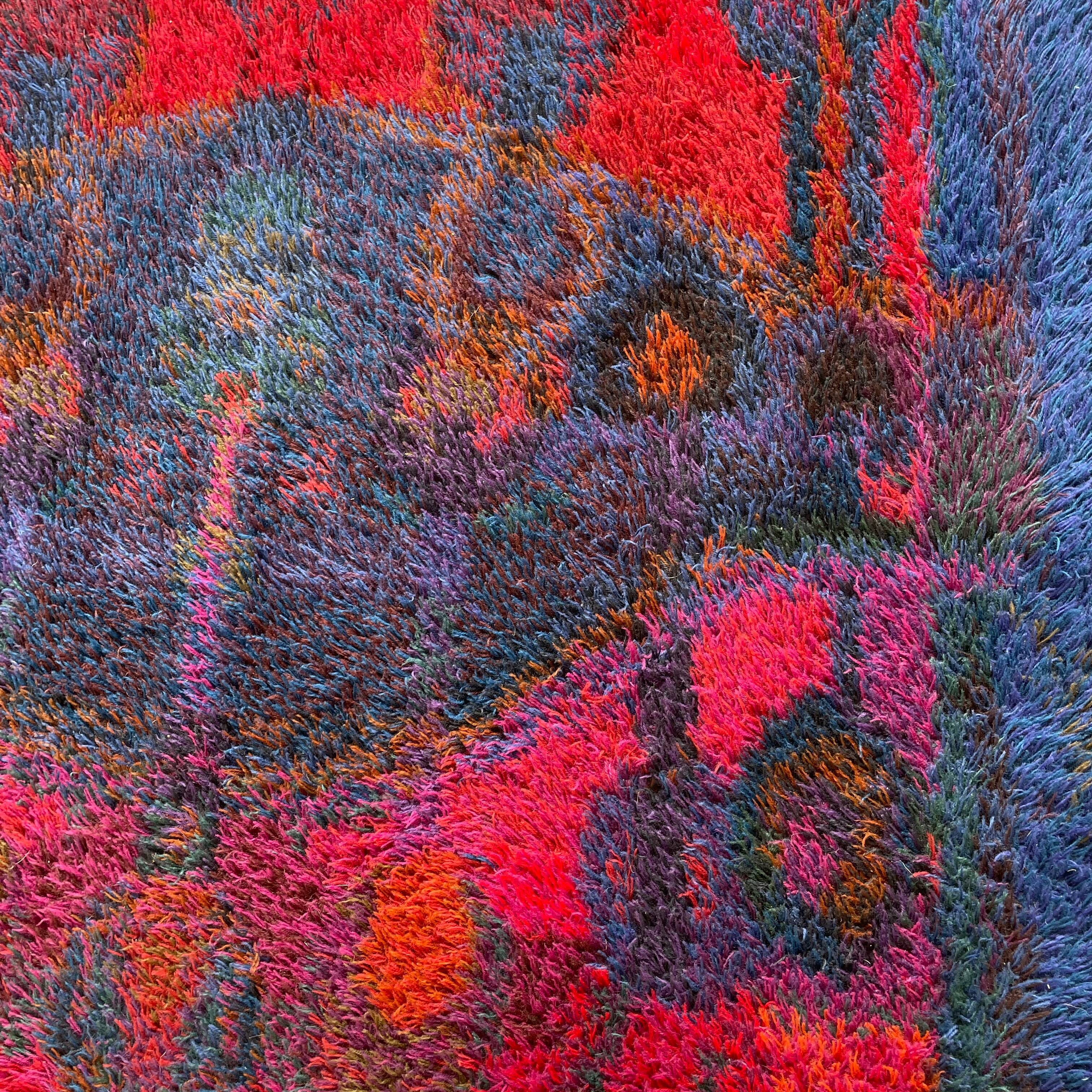 Original scandinavian rya rug by oili mäki for finnrya oy ab, finland