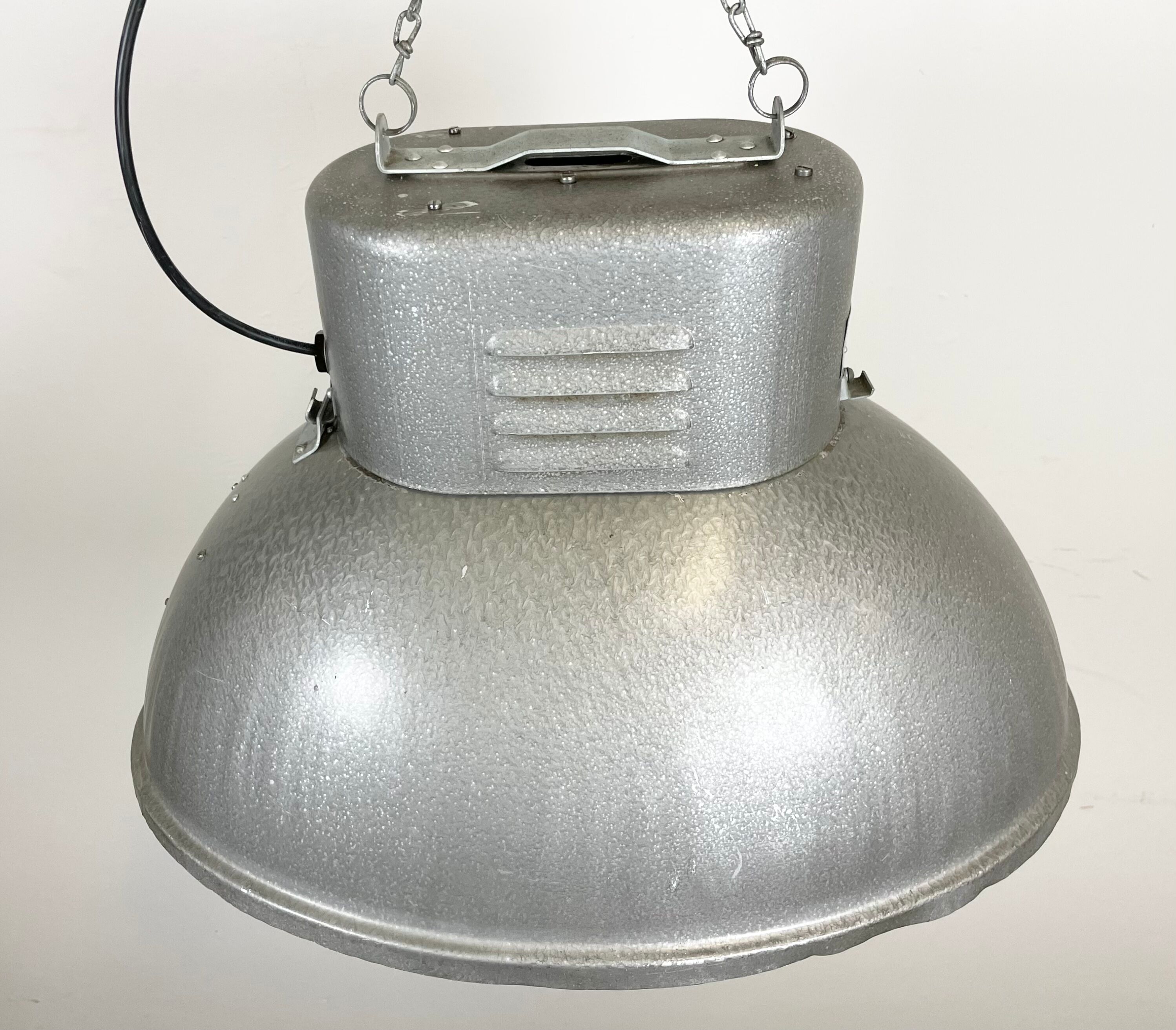 Oval industrial polish factory pendant lamp from mesko, 1970s