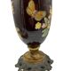 Vase en barbotine à décor de fleurs et papillons – Fin XIXe siècle – Monture