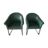 Paire de fauteuils vintage cuir par slitta slinan 80s