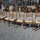 8 chaises en merisier avec assises brodées
