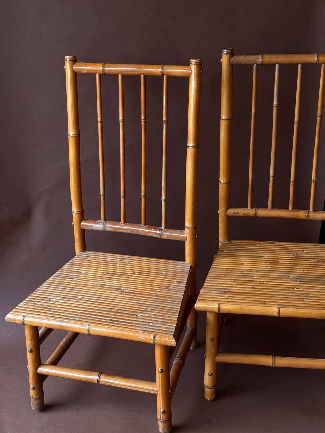 Vintage bamboo low chairs